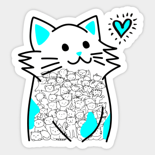 Cats Brighten Up My Heart (Blue) Sticker